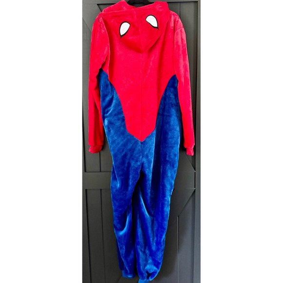 Unisex Spiderman Hooded One Piece Pajamas Adult Costume Halloween - Picture 2 of 6
